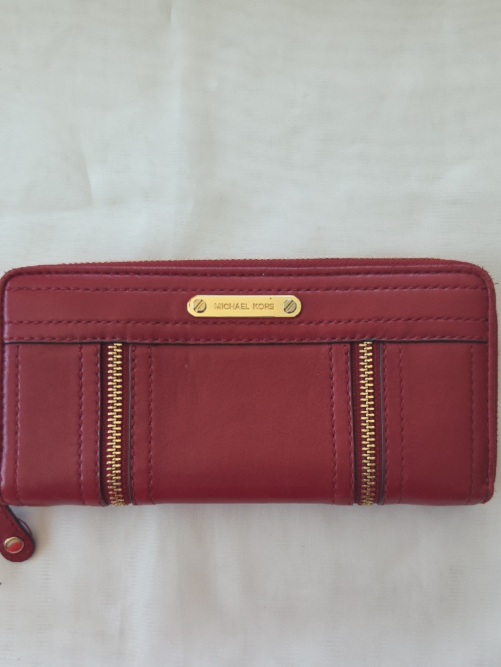 Michael Kors Red Zip-Around Leather Wallet